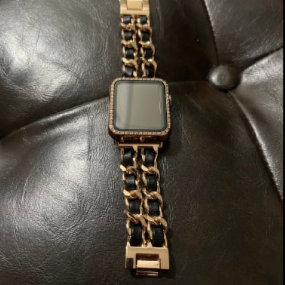 NEW Bling Gold/Black Apple Watch Band with Case main image 6